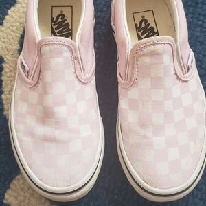 Pink and white slide on children's Vans